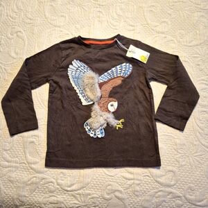 Mini Boden boys size 2-3 years owl long sleeve shirt NEW